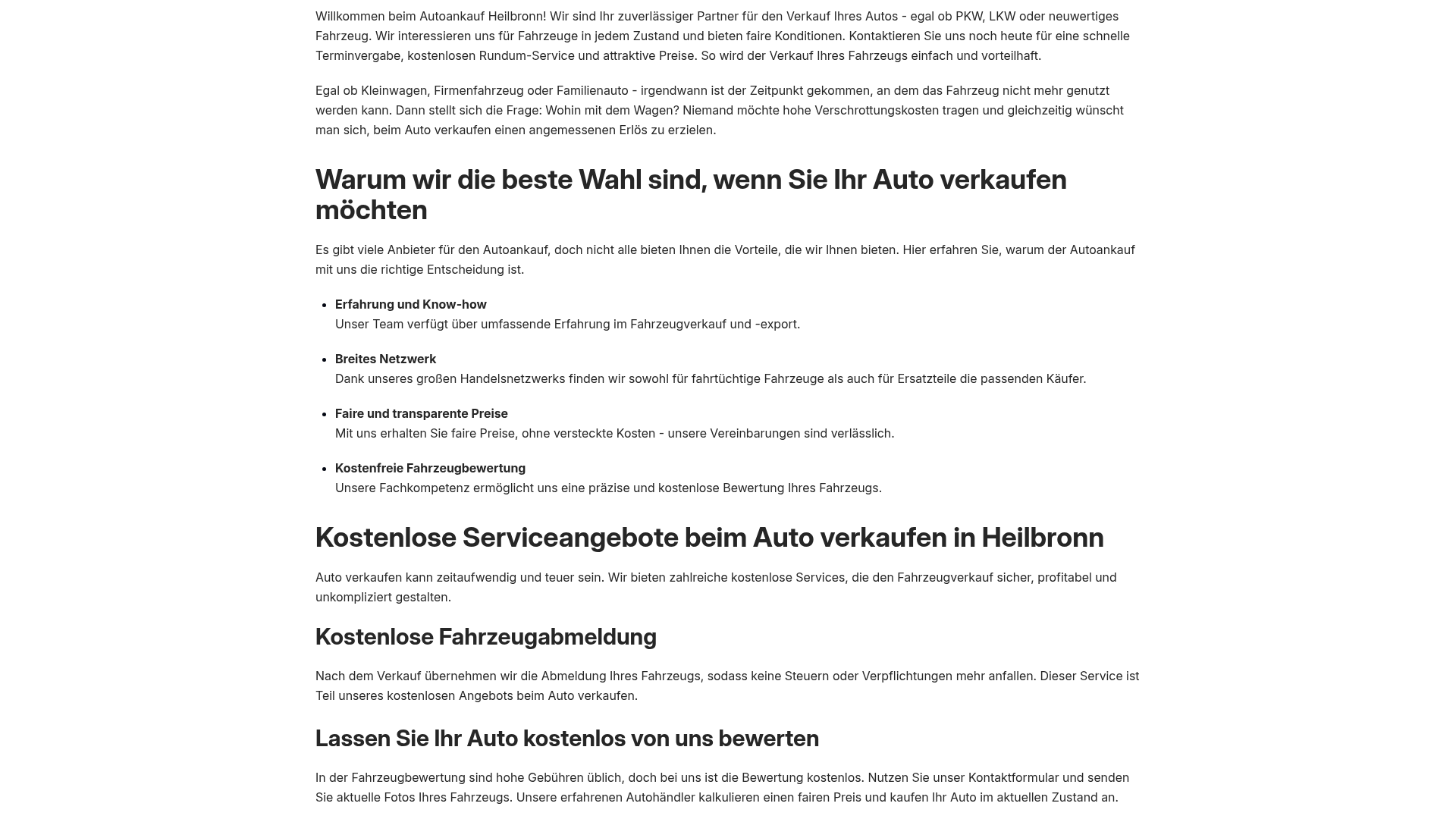 3. Auto verkaufen Heilbronn, Lokale Lösung mit Fokus auf Fahrzeuge ohne TÜV Homepage
