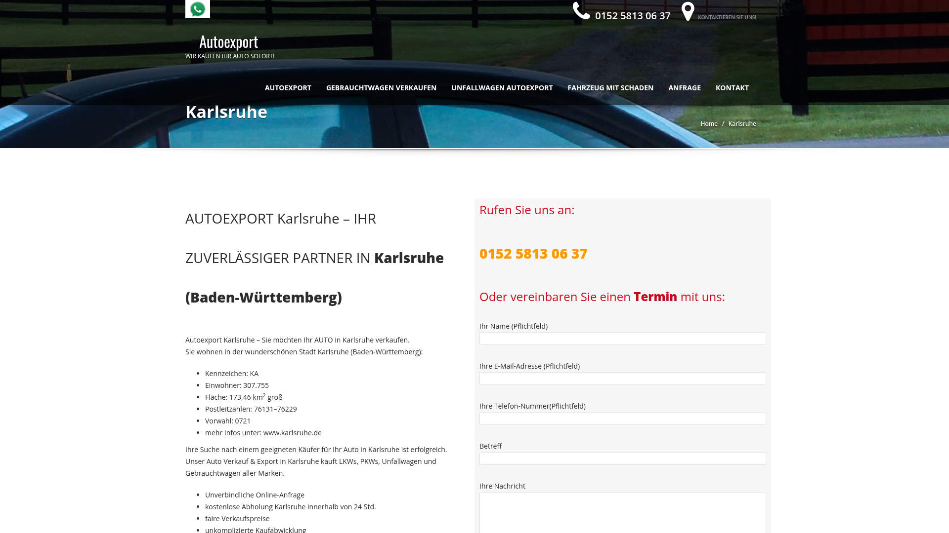 3. my-Autoexport Karlsruhe, interessant bei Unfallwagen, LKW und schneller Abholung Homepage